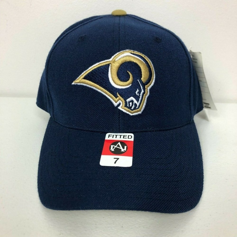 Vintage LA Rams Annco Fitted Deadstock Hat Wool Football Size 7 NFL Game Day Cap